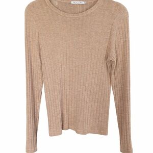 Michael Stars Beige Ribbed Long Sleeve Tee like new. Original owner. One Size.